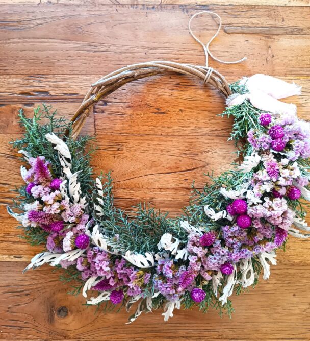 Couronne de fleurs séchées - Célosie