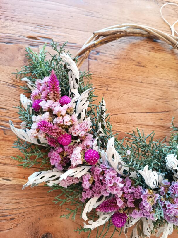 Couronne de fleurs séchées - Célosie – Image 4