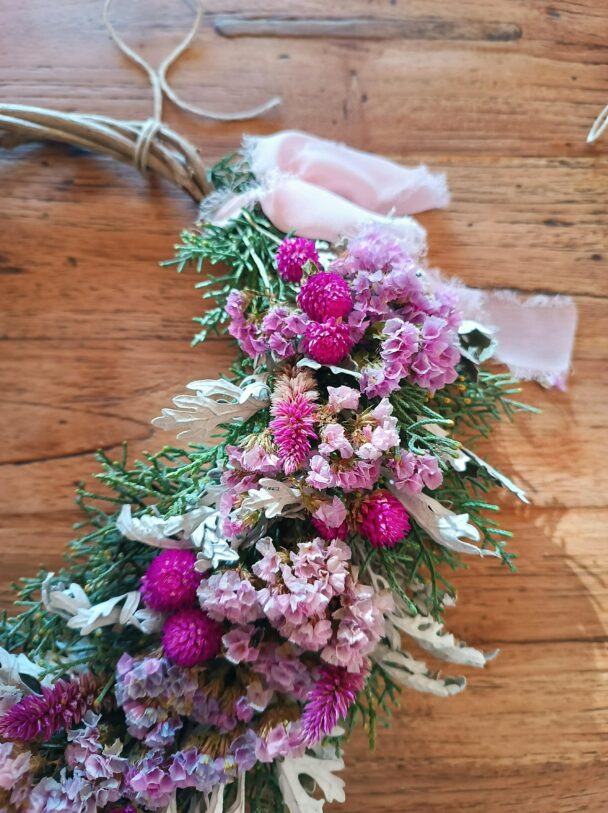 Couronne de fleurs séchées - Célosie – Image 2