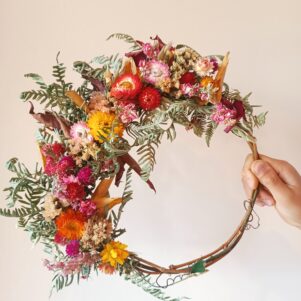 Couronne de fleurs séchées - Automne