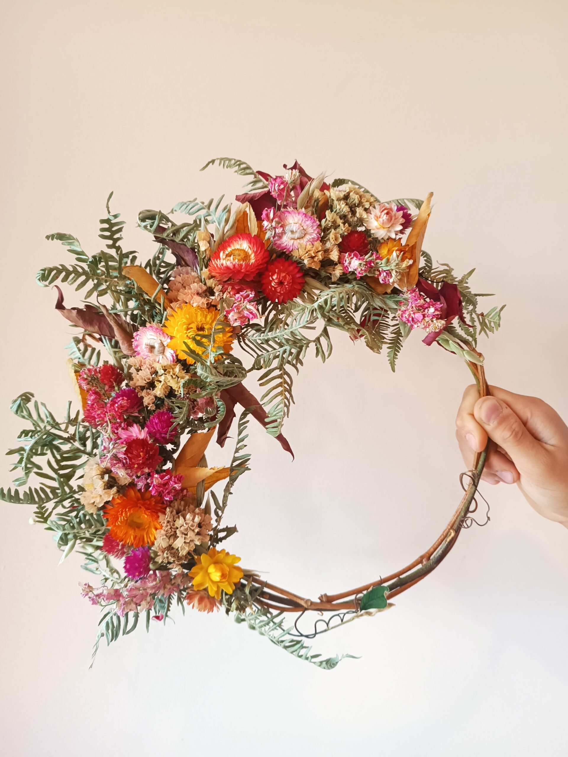 Couronne de fleurs séchées - Automne