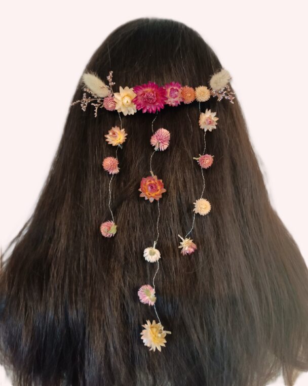 Peigne à cheveux fleuri, avec traîne – Image 3