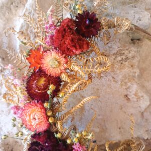 Couronne de fleurs séchées - Célosie